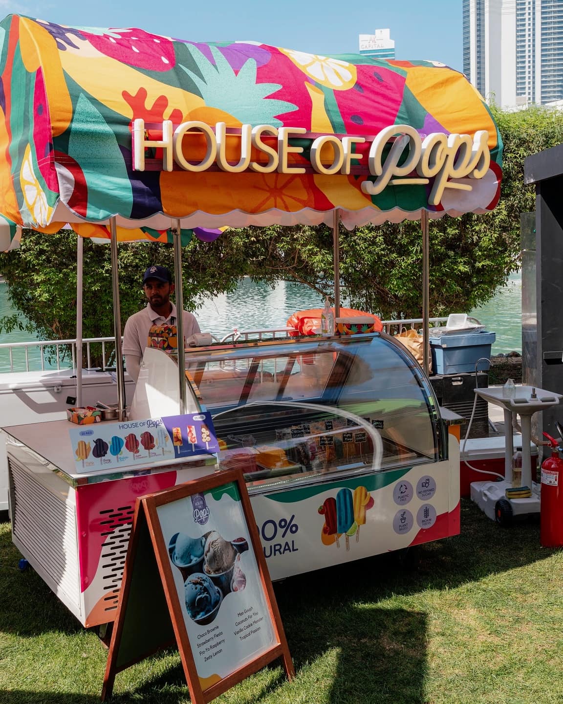 An ice cream cart activation by the lake at Step Dubai 2025