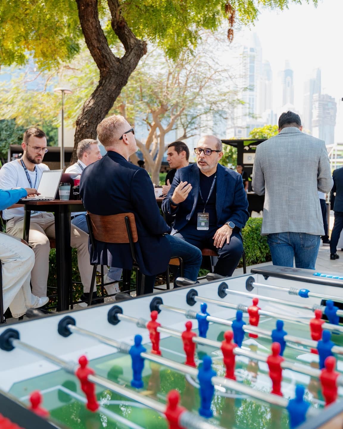A foosball table on the grass at Step Dubai 2025